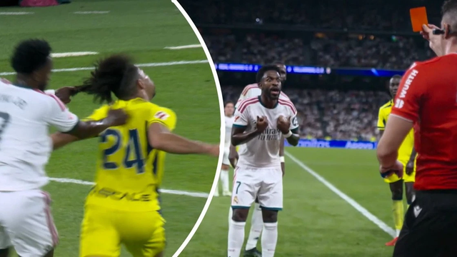 Vinícius Júnior recibe tarjeta roja tras jalar del pelo a un rival y peligra su participación en El Clásico