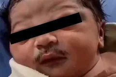 ¿Un bebé con bigote? La insólita apariencia del recién nacido se hace viral. VIDEO