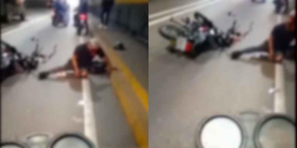 VIDEO FUERTE. En Venezuela, motociclista se quedan sin rostro tras grave accidente en túnel