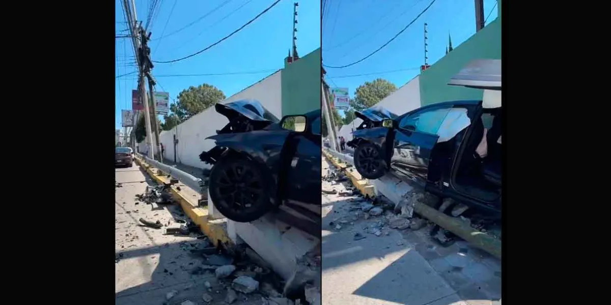 VIDEO. Probaba el manejo de un Tesla para comprarlo y terminó estrellado
